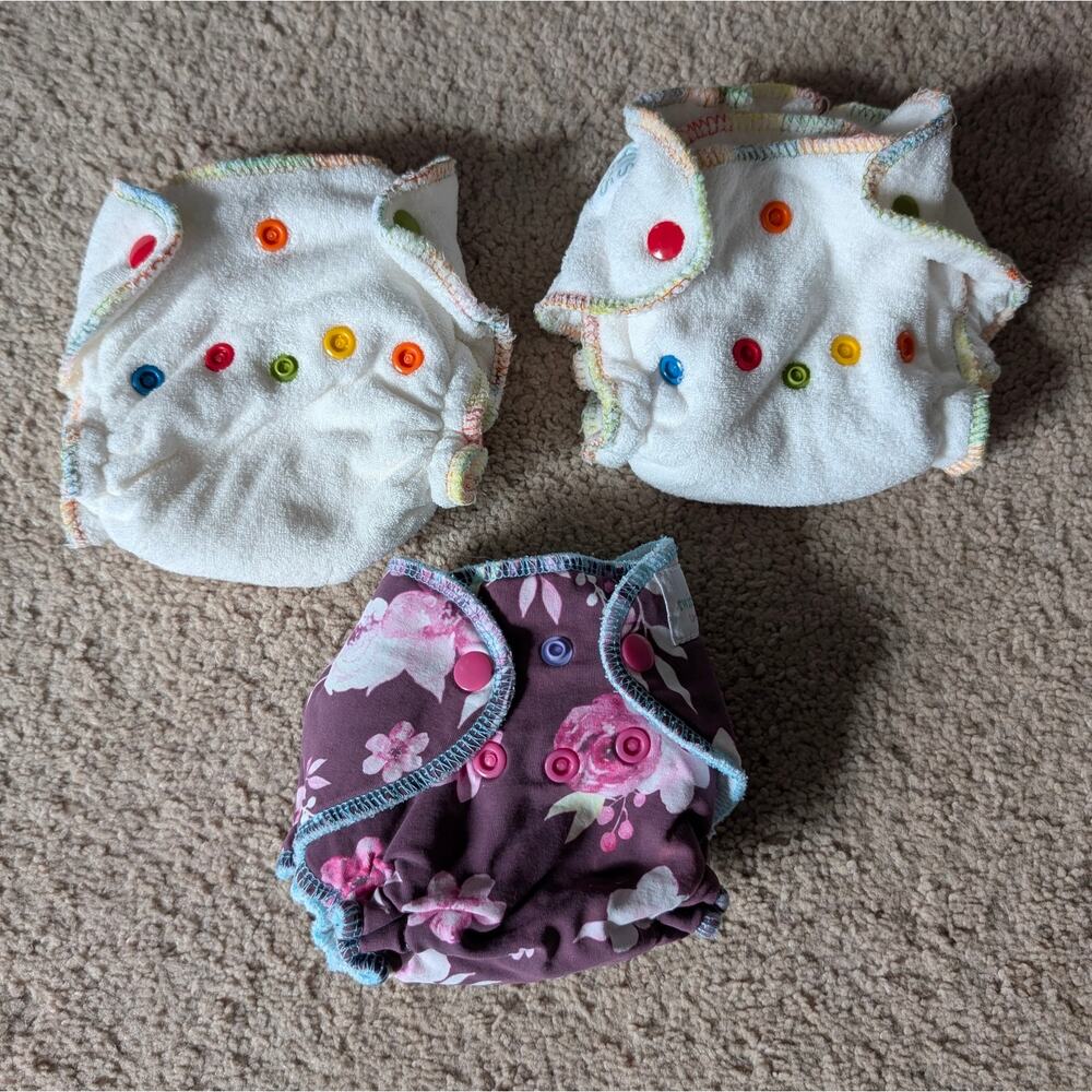 NB Fitted Cloth Diaper Lot (3) Twinkie Tush + Nikki’s Bamboo Fitted
